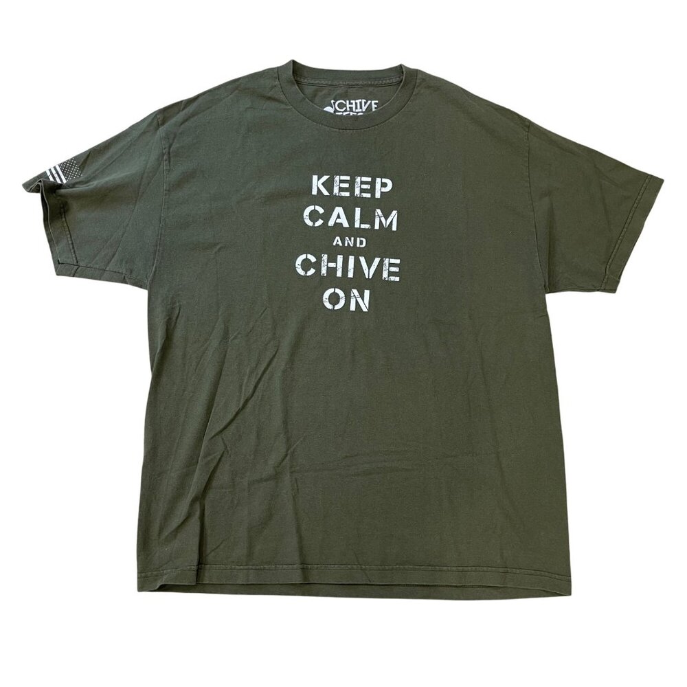 Chive Tees Keep‎ Calm and Chive On Tee Unisex Adult Size XL Green Short Sleeve
